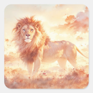 Pegatina Cuadrada Orgullosa Manada de Leones de la Sabana