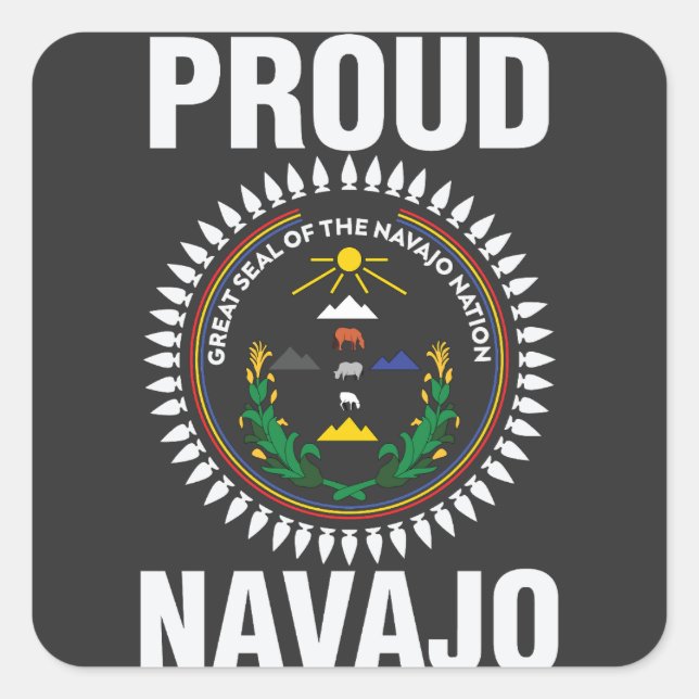 Pegatina Cuadrada Orgullosa nación navajo - gran foco del navajo (Anverso)