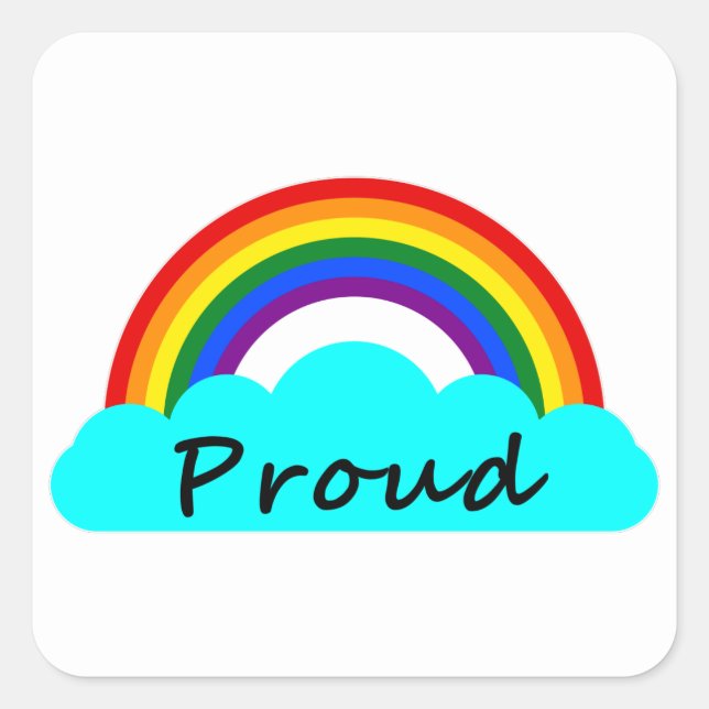 Pegatina Cuadrada Orgulloso - Arcoiris LGBT (Anverso)