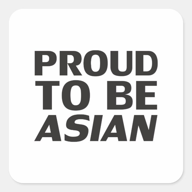 Pegatina Cuadrada Orgulloso de ser asiático, blanco negro (Anverso)