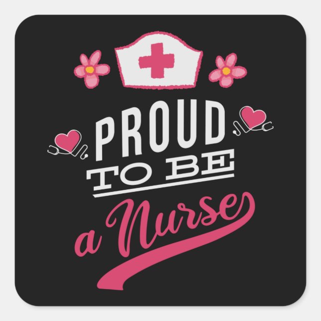 Pegatina Cuadrada Orgulloso de ser enfermera (Anverso)