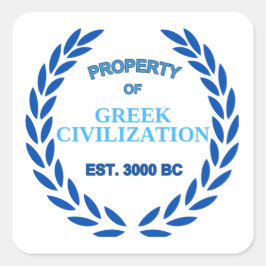 Pegatina Cuadrada Orgulloso de ser griego -propiedad de la civilizac