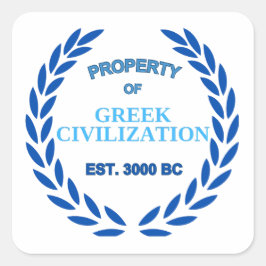 Pegatina Cuadrada Orgulloso de ser griego -propiedad de la civilizac