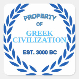 Pegatina Cuadrada Orgulloso de ser griego -propiedad de la civilizac