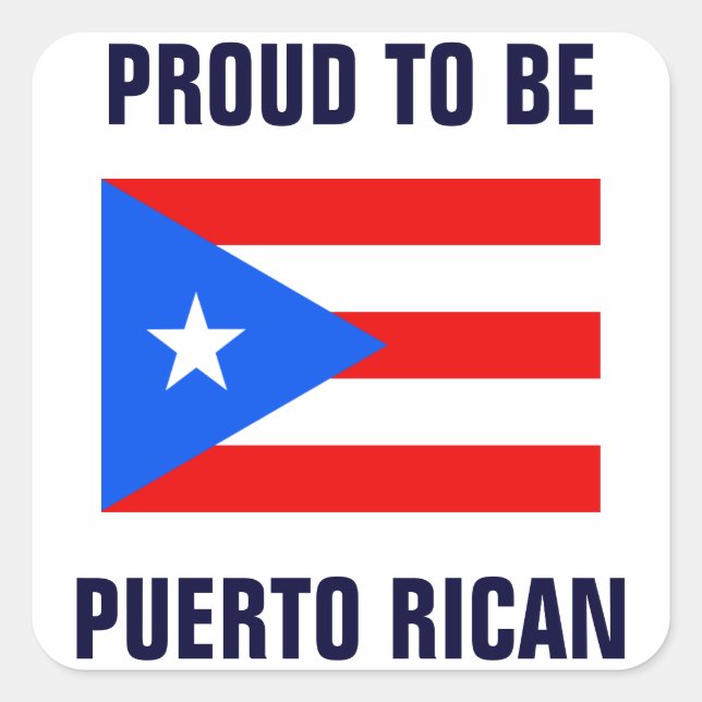 Pegatina Cuadrada Orgulloso de ser puertorriqueño (Anverso)