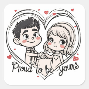 Pegatina Cuadrada Orgulloso de ser tuyo amor