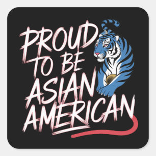 Pegatina Cuadrada Orgulloso de ser una América asiática