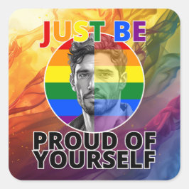 Pegatina Cuadrada Orgulloso de ti mismo - Hispano del orgullo gay