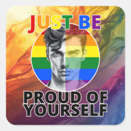 Pegatina Cuadrada Orgulloso de ti mismo - Retrato masculino del orgu
