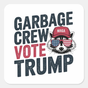 Pegatina Cuadrada Orgulloso equipo de basura de MAGA vota por las el