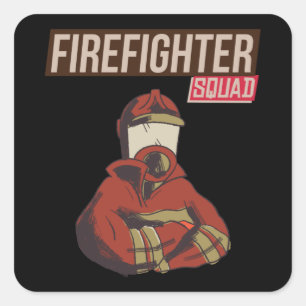 Pegatina Cuadrada Orgulloso Escuadrón de Bomberos