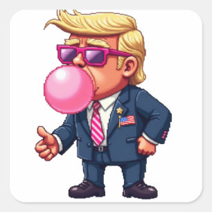 Pegatina Cuadrada Orgulloso Maga Trump Pixel Presidente Día de Inaug