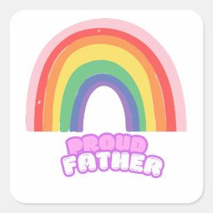 Pegatina Cuadrada Orgulloso Padre Arcoíris Día del Padre