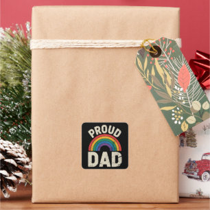 Pegatina Cuadrada Orgulloso padre LGBTQ Orgullo gay Día del padre al