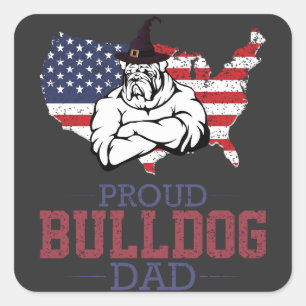Pegatina Cuadrada Orgulloso perro Bulldog papá, regalo del Día del P