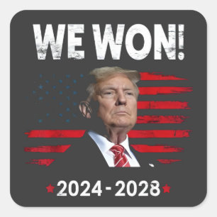 Pegatina Cuadrada Orgulloso Presidente Maga Trump Ganó Día de Inaugu
