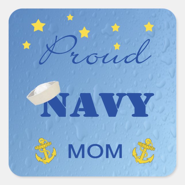 Pegatina Cuadrada Orgullosos Pegatinas de mamá de la Marina (Anverso)
