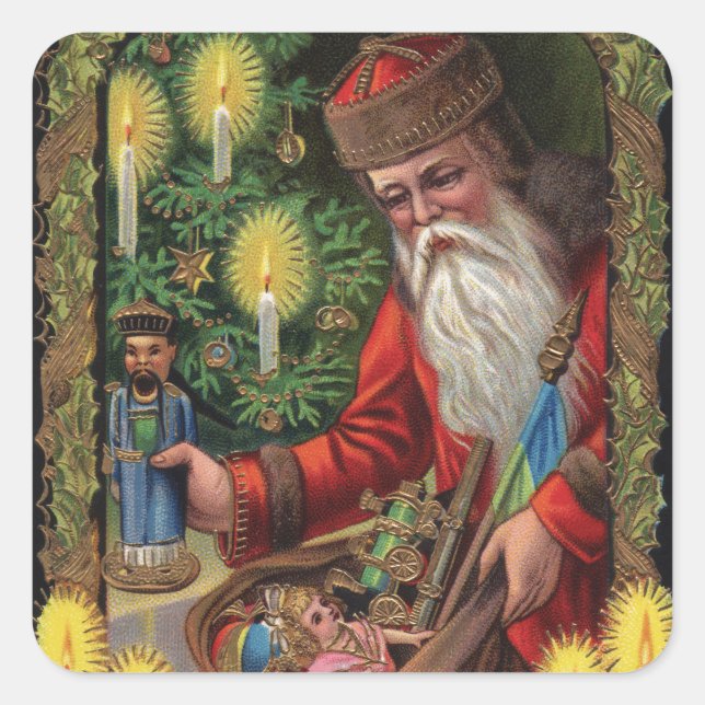 Pegatina Cuadrada Orient Express Santa (Anverso)