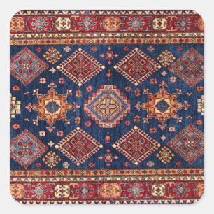 Pegatina Cuadrada Oriental Persa  Patrón de Alfombra Turca