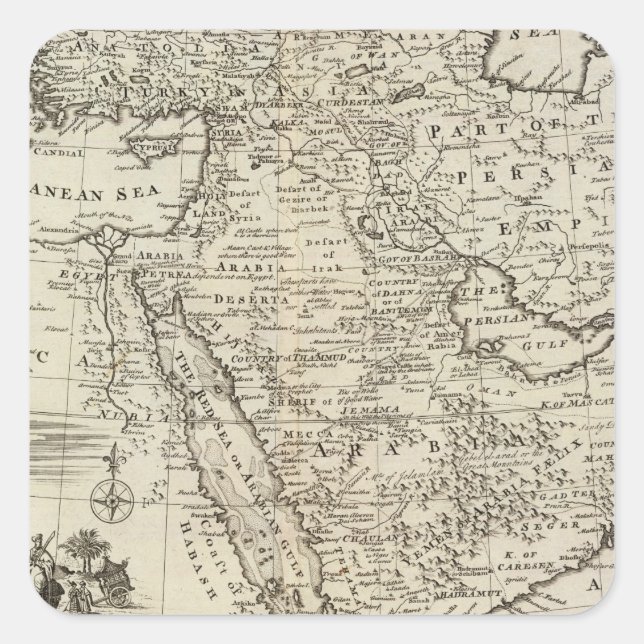 Pegatina Cuadrada Oriente Medio (Anverso)