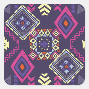 Pegatina Cuadrada Origen geométrico primitivo, étnico tribal.