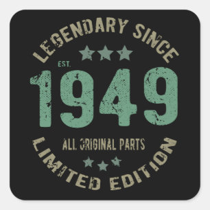 Pegatina Cuadrada Original Desde 1949 Regalo de Cumpleaños Leyenda V