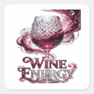 Pegatina Cuadrada Original Silver WINE ENERGY Estilo de Vinilo