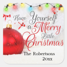 Pegatina Cuadrada Ornamento bonito Personalizado de merry Navidades