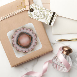 Pegatina Cuadrada Ornamento de cristal rojo brillante