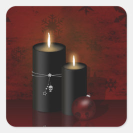Pegatina Cuadrada Ornamento de velas de Navidades góticos