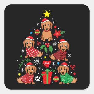 Pegatina Cuadrada Ornamento del árbol de navidad de Dachshund Divert