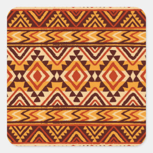 Pegatina Cuadrada Ornamento étnico navajo: sin costura vintage