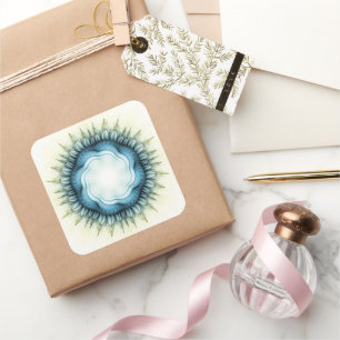 Pegatina Cuadrada Ornamento floral geométrico giratorio