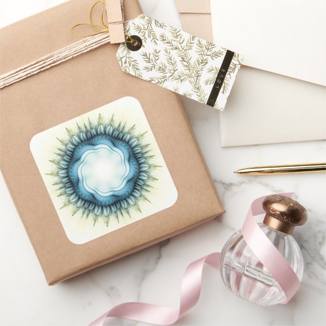 Pegatina Cuadrada Ornamento floral geométrico giratorio (Regalar)