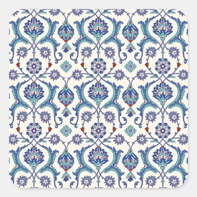 Pegatina Cuadrada Ornamento floral: Patrón árabe tradicional. (Anverso)