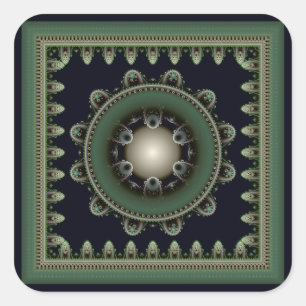 Pegatina Cuadrada Ornamento fractal visual mágico