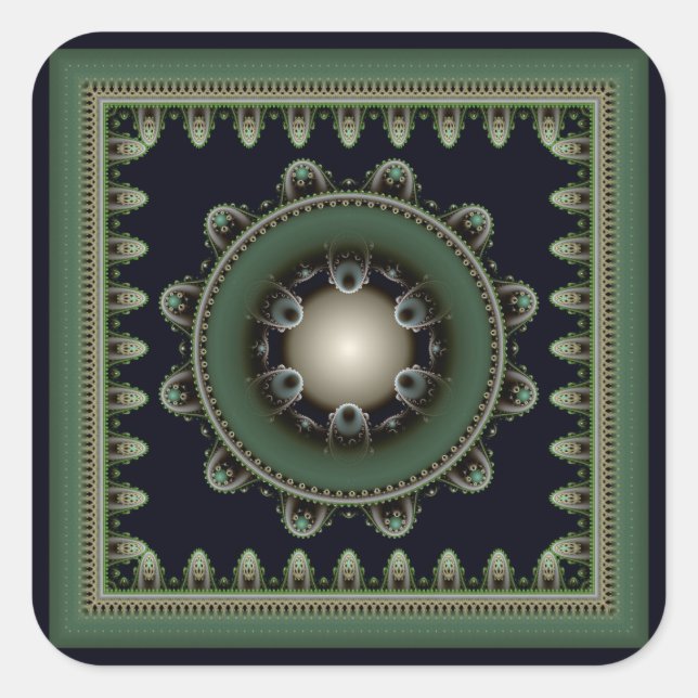 Pegatina Cuadrada Ornamento fractal visual mágico (Anverso)
