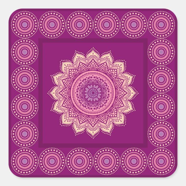 Pegatina Cuadrada Ornamento indio (Anverso)