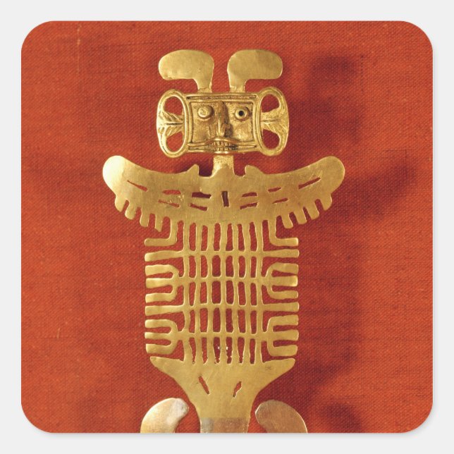 Pegatina Cuadrada Ornamento tolima en forma de cabeza humana (Anverso)