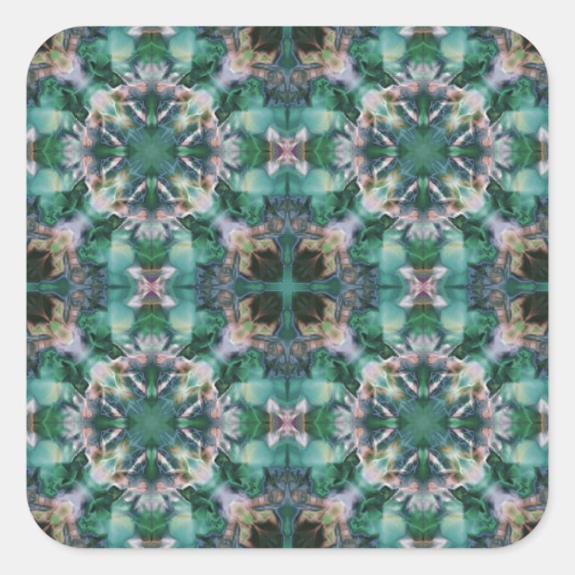 Pegatina Cuadrada Ornamento turquesa verde (Anverso)