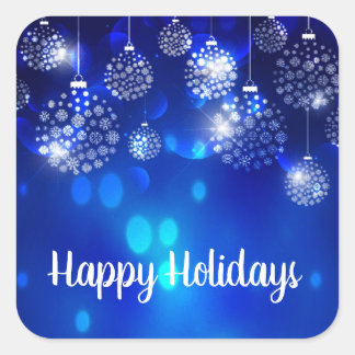 Pegatina Cuadrada Ornamentos blancos en vacaciones Blue Happy