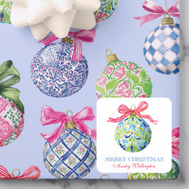 Pegatina Cuadrada Ornamentos de adormidera de Navidades