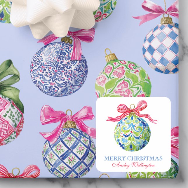 Pegatina Cuadrada Ornamentos de adormidera de Navidades (Subido por el creador)