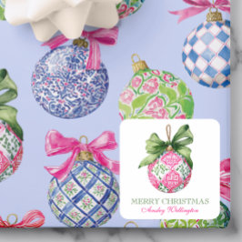 Pegatina Cuadrada Ornamentos de adormidera de Navidades