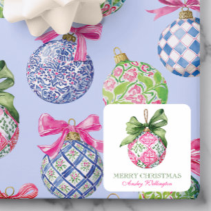 Pegatina Cuadrada Ornamentos de adormidera de Navidades