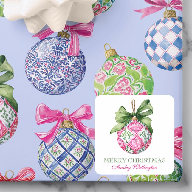 Pegatina Cuadrada Ornamentos de adormidera de Navidades (Subido por el creador)