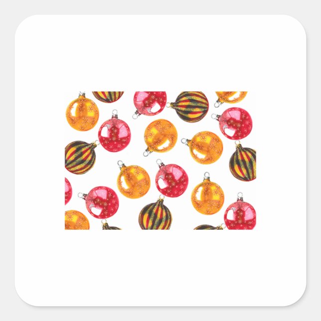Pegatina Cuadrada Ornamentos de árbol de Navidad 28 (Anverso)