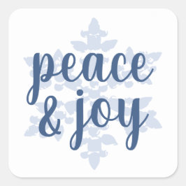 Pegatina Cuadrada Ornamentos de copo de nieve Hielo Azul