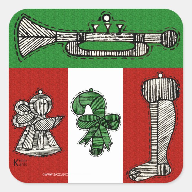 Pegatina Cuadrada Ornamentos de época (Anverso)