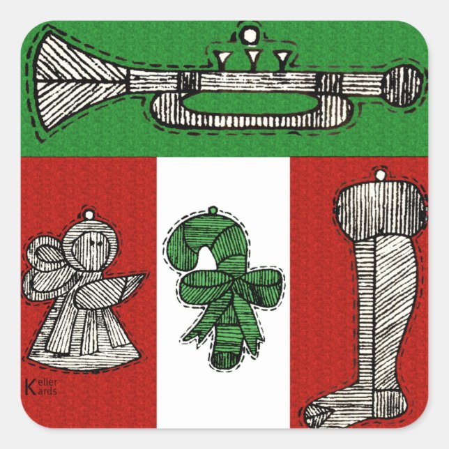 Pegatina Cuadrada Ornamentos de época (Anverso)